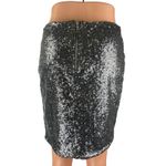 ANGL  Women's Black Sequin Sparkly Shimmer High Waisted Pencil Mini Skirt Size M Photo 1