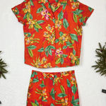 Ralph Lauren Lauren Hawaiian Flora Print Button Up Linen Shirt/Shorts Sz 10/L Photo 0