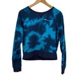 Champion  Tie Dye Crop Campus Sweatshirt Blue Long Sleeve Women's Size S Photo 1