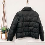 7 For All Mankind  Faux Leather Puffer Black Jacket Size M 69754 Photo 2