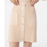Maje  Jarina Ribbed Knit Mini Skirt Beige Pockets Parisian Women’s Size 40 Large Photo 1
