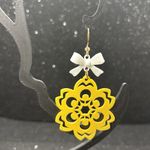 Handmade Yellow and White Floral Drop Earrings Photo 1