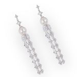 new Nadri ♕ Pearl Crystal Drop Bride Earrings ♕ Rhodium ♕ Wedding Bridal Jewelry Silver Photo 2