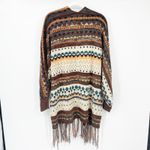 SPLA Womens Boho Ethnic Southwestern Knit Fringe Open Front Cardigan Size S Photo 11