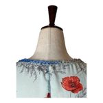 Anthropologie  Tiny Shirt Women Small Gray Raye Contrast Floral Puff Sleeve Tee Photo 9