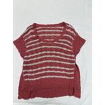 Free People  Sweater Womens S Orange White Striped Crop Boxy Cap Sleeve Beachy Photo 1