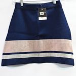 Topshop New Mini Skirt Knit Contrast Blue and Metallic Size 4 Photo 3
