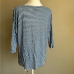 Chico's Chico’s Blue and White Striped 1/2 Sleeve V-Neck High Low Blouse Women’s 0 (S) Photo 2