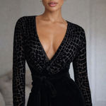 Spiegal Elegant Black Burnout Velvet Wrap Top. Size Photo 0