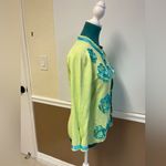Vintage Cardigan Sweater Women’s Small Green & Blue Floral Beaded Sequin Photo 4