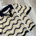 Kotn Sabah Polo crochet knit crop womens Yellow Navy (medium) unique fun summer Photo 6