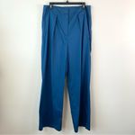 Misook  Pleated Wide Leg Twill Chiffon Tailored Pants Size M‎ Blue Photo 3