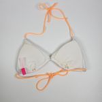Victoria's Secret Victoria’s Secret String Triangle Beaded Bikini Top Orange White Yellow Neon M Photo 3