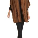 Chico's Chico’s Brown Faux-Suede Crochet Ruana Wrap Photo 1