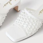 Lulus Rewn White Knotted High Heel Slide Sandals Size 7.5 BRAND NEW Photo 2