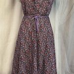 JCPenney Purple Floral Midi Dress 1970s 70s Prairie Vintage Romantic Coquette Photo 0