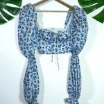 House Of CB 🆕 Millicent Blue Print Cropped Corset Top Photo 3