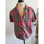 Pact  Red Flannel Pajama Shirt women's size Large 100%‎ Organic Cotton Photo 1