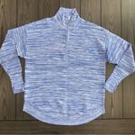 Aerie  Offline Oversized Sweatshirt Ribbed Quarter Zip Blue Space Dye Size Small Photo 1