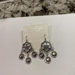 Jessica Simpson NWT  $24 Silver Tone / Rhinestone Pierced Dangle Earrings Photo 1