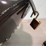 Large Studded Jelly & Faux Snakeskin Duffle Shaped Bag Oversized Purse Y2K Glam Brown Photo 4