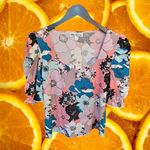 NWT Stem & Vine Floral U Neck Short Sleeve Shirt‎ Size Large Pink Photo 1