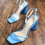 Sam Edelman • Kia Block Heel Sandal ankle strap square toe True Blue snakeskin Photo 1