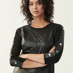 Joseph Ribkoff  Top Womens 8 Black Faux Leather Shirt 213624 New Photo 0