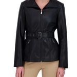 Kenneth Cole NWT  Faux Leather Jacket with Belt Photo 9