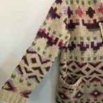 J.Jill Aztec Lenox Hooded Cardigan Sweater Size Medium Brooch Closure Wool Blend Photo 6