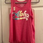 secret treasures COPY - Size small “ALOHA” pastel rainbow logo pink soft tank top ruffle hem Photo 1