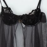 Victoria's Secret  Womens Sheer Babydoll Lingerie Size 36C Black Leather Trim Sexy Photo 2