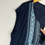 Lucky Brand NWT  Embroidered Top Blouse Sz XL Blue Western Aztec Flowy Tank Photo 8