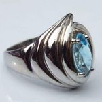 Sterling Silver Ring, Blue Sapphire, Marquise, Sz9 Photo 2
