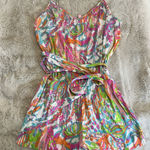 Lilly Pulitzer  Womens Pink Print Deanna Shorts Romper‎ Multicolor Straps Large Photo 0