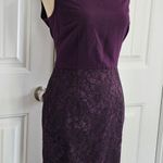 Calvin Klein  Aubergine Sleeveless Sheath Dress Lace Skirt Sz 8 Photo 2
