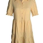 Roylamp Short Sleeve Ruffle Shirt Dress S Yellow Buttons Pockets Side Zipper NEW Photo 0