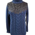 NWT Simply Vera Vera Wang Gilded Opulence Navy/Black Knit Tunic Sweater Lace M Blue Size M Photo 0