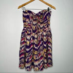 Parker  Silk Chevron Print Strapless Mini Dress Size Medium Photo 7