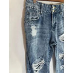Flamingo Women's Distressed Boyfriend Jeans Size M Blue EUC! 0112 Photo 1