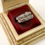 Vintage 10k White Gold Diamond Band Wedding Set Sz 7.25 & 7.5 BOX NOT INCLUDED Photo 1