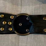 John Stavros Chunky Black Leather Gold Studded Belt Photo 0