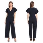 Maggy London Flutter Sleeve Wide Leg Jumpsuit in Twilight Navy Size 4 NWT Photo 1