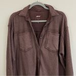 Aerie  Anytime Fave Waffle Shirt Oversized Shacket in Canyon Sun Brown Size S Photo 5