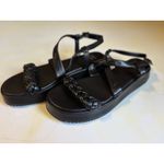 Worthington  Black Braided Strap Open Toe‎ Sandle Buckle 1.5" Heel Summer Style Photo 2