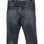 ZARA  Straight Leg Mid Rise Crop Raw Hem Distressed Stretch Jean 12 Black Washed Photo 4