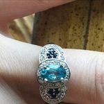 Natural Blue Topaz Blue Sapphire Sterling Silver Ring Size 6 Photo 0