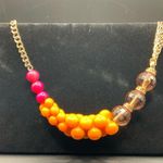 Jessica Simpson Beaded Statement Necklace Goldtone chain 28” total Photo 2