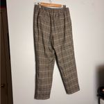 Loft  Plaid Brown White Shimmer Pleated Dress Pants Photo 2
