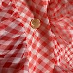 70’s Vintage Red Gingham Check Print Ruffle Front Collared Bodysuit Size M Size M Photo 7